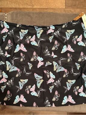 PINK Victoria's Secret Black Mini Skirt with Pastel Butterfly Print